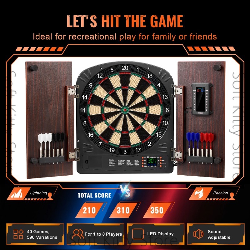 Electronic Dartboard Cabinet - Dartscheiben- und Schrank-Set mit Elektronischer Punktezählung