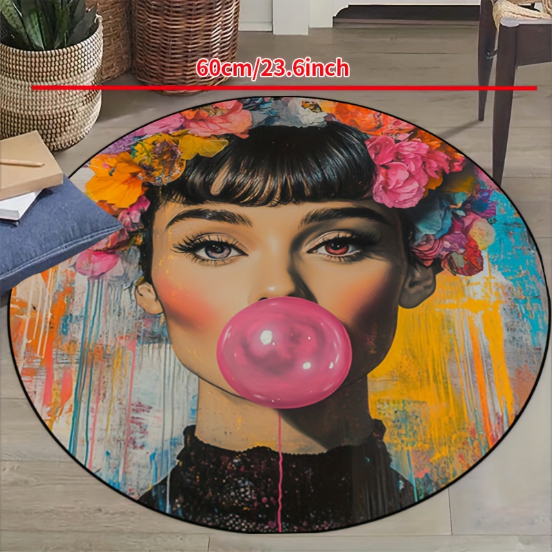 Bubble Gum Machine - Graffiti-Kunst Frau mit Blumenkopf Rosa Bubblegum