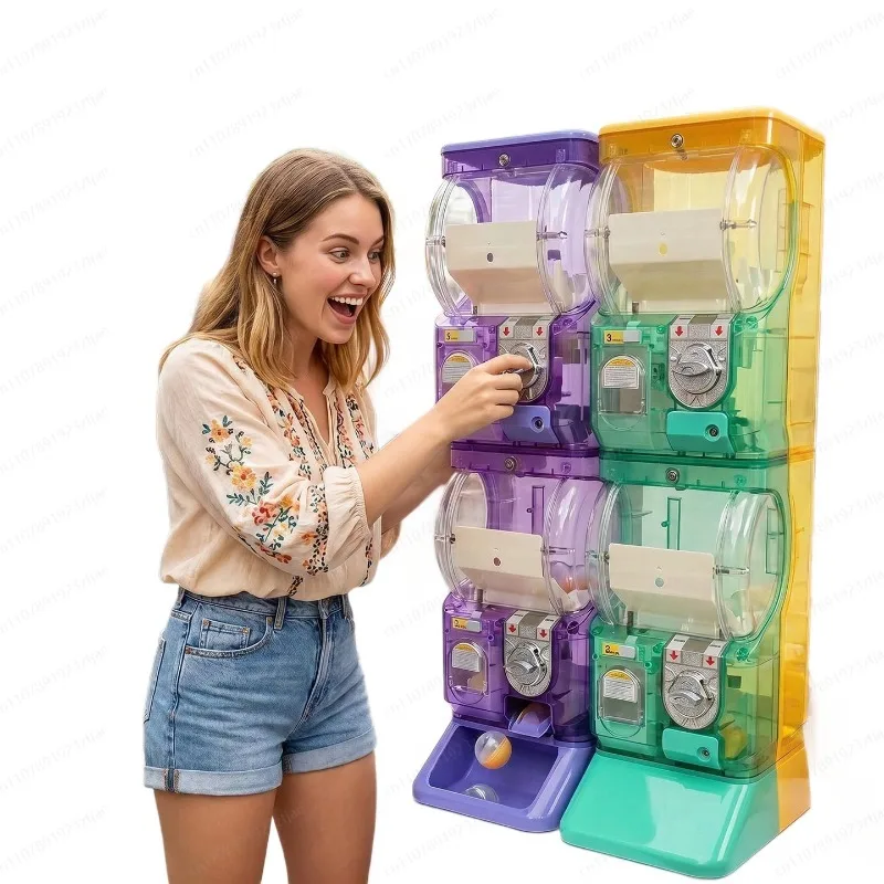 Arcade Vending & Laundry Revenue - Transparente weiße zweistufige Gashapon-Maschine, münzbetriebener Kapselautomat